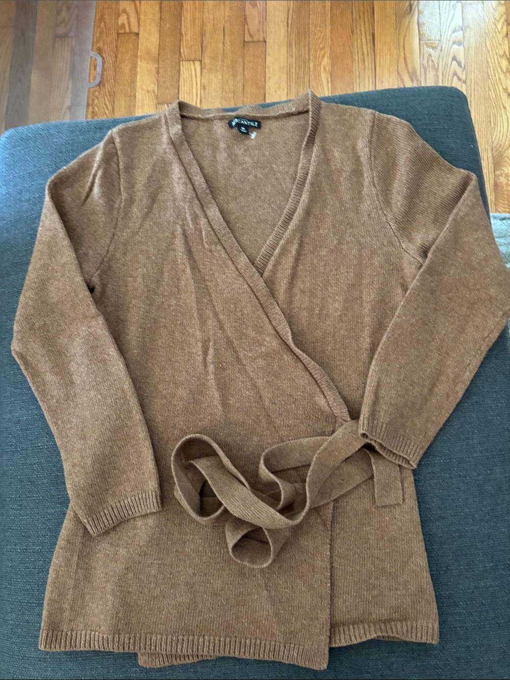 J. Crew Brown Wrap Cardigan with Self-Tie Belt